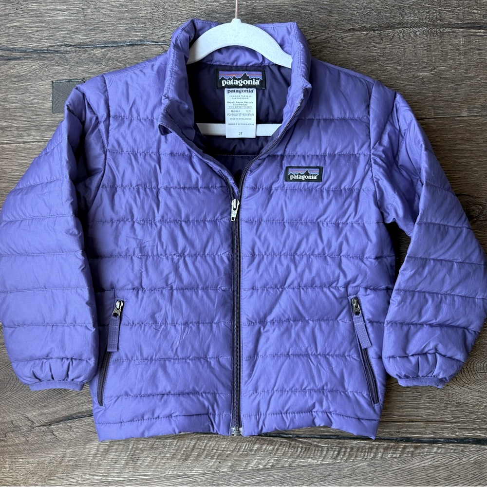 Patagonia Baby Down Puffer Jacket Zip Up Purple Size 3T - Picture 3 of 10